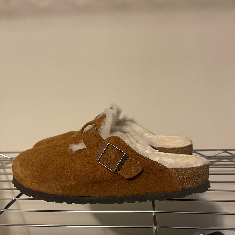 Birkenstock Boston Shearling Suede Leather - Mink size 8.5
